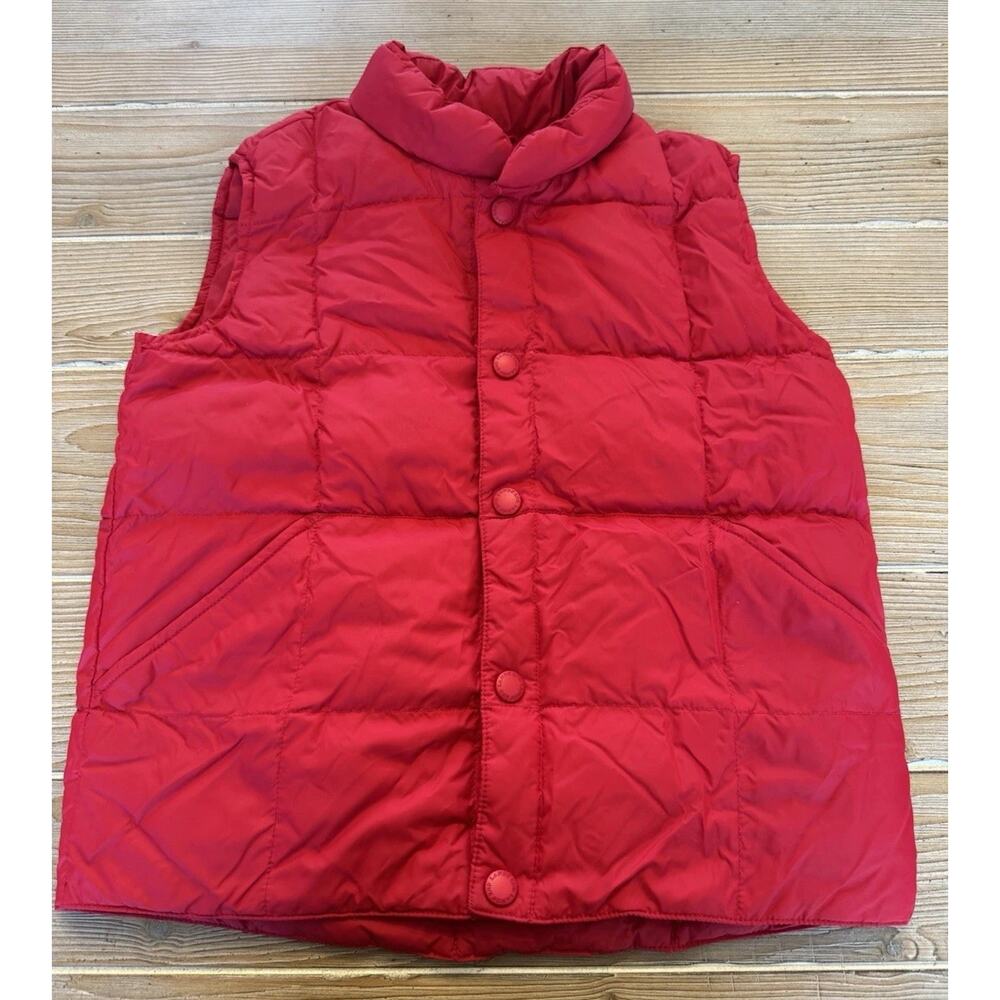 Lands' End Kids Youth Red Goose Down Puffer Vest Button Snap 5-6 Medium M EUC
